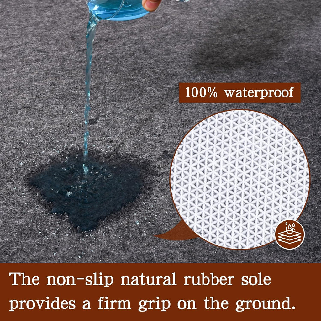 Rug Pad Waterproof Non-Slip 5x7 ft, 1/8" Thick Felt Cushion Pad for Area Rugs - Protects Hardwood, Tile & Laminate - Set of 35
