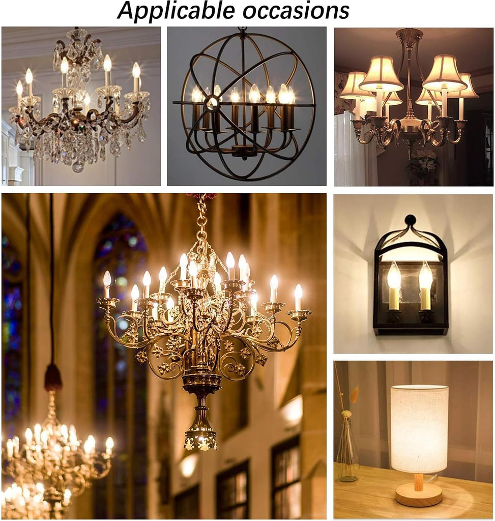 E12 Frosted LED Candelabra Candle Bulb 60W Dimmable 2700k Warm Bulb