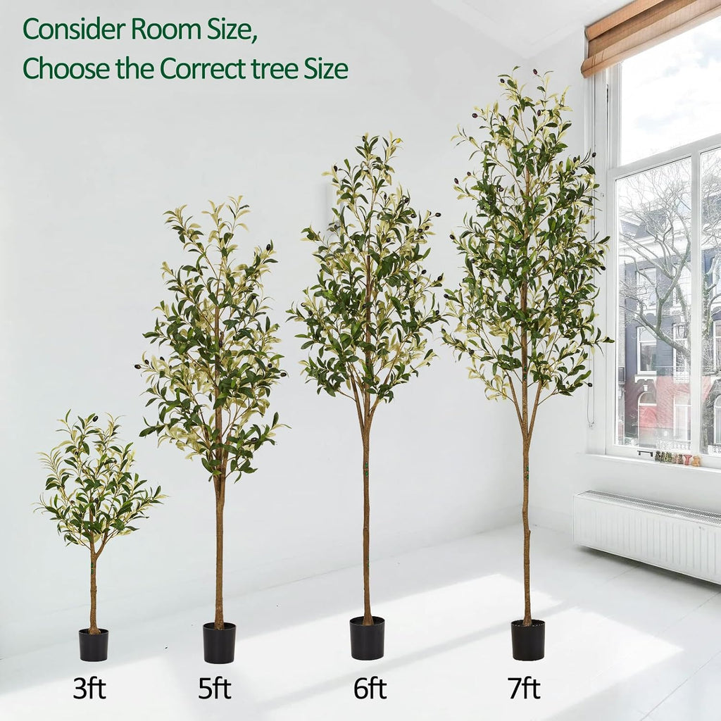 5ft Artificial Olive Trees Indoor, Faux Olive Tree with Natural Wood Realistic Leaves Lifelike Fruits Fake Olive