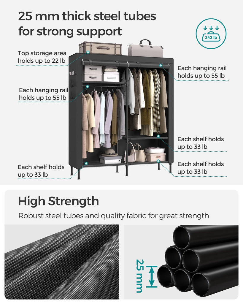 Clothes Rack, Heavy-Duty Wardrobe Closet Organizer