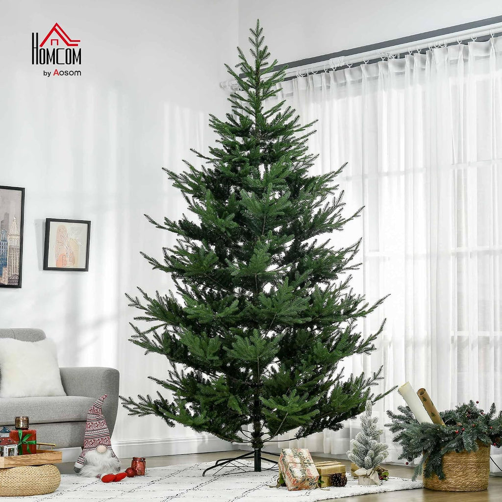 Artificial Christmas Tree, Pine Hinged Xmas Tree with 1939 Realistic Branches, Steel Base, Auto Open, Green