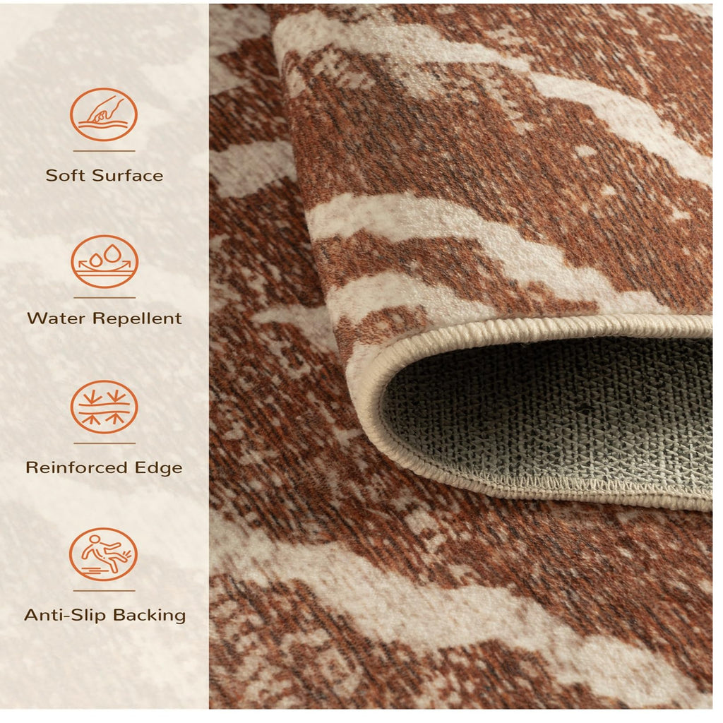 Washable Area Rug Runner Yellowbrown