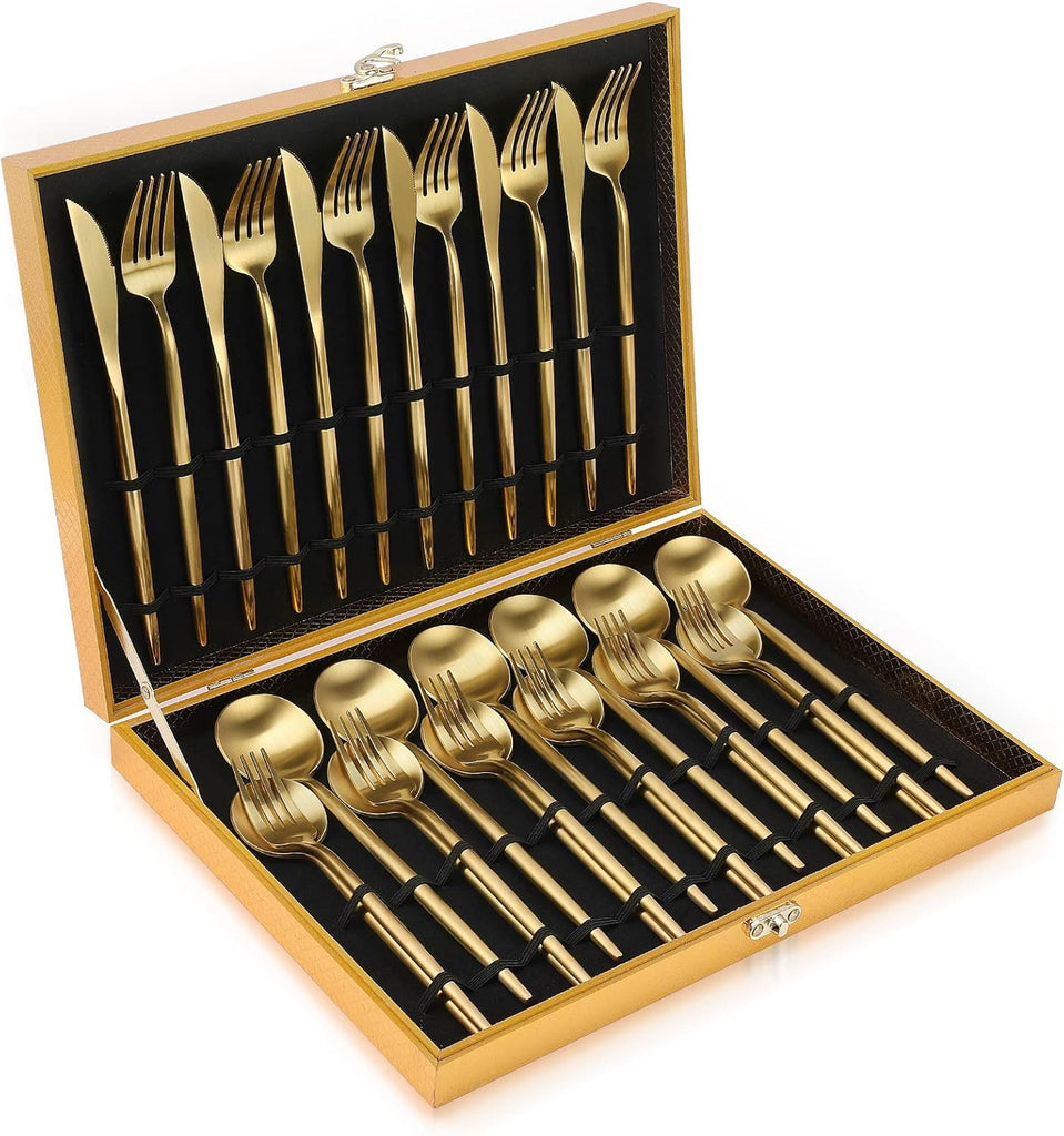 Matte Gold Silverware Set, 30-Piece Food Grade Stainless Steel Gold Flatware Set, Kitchen Utensil Set Service for 6