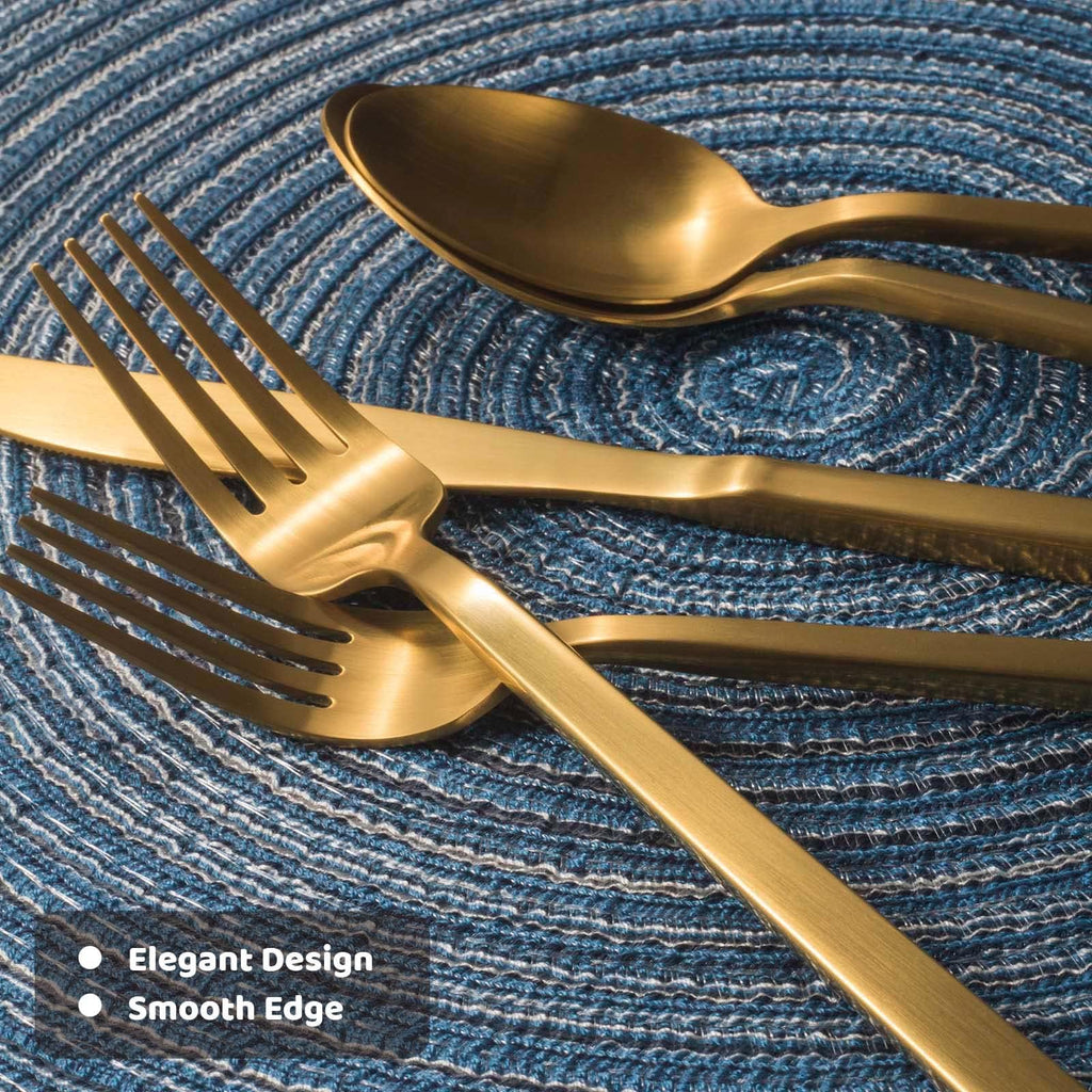 Cube Gold 45-Piece Forged Stainless Steel Matte Flatware Set for 8
