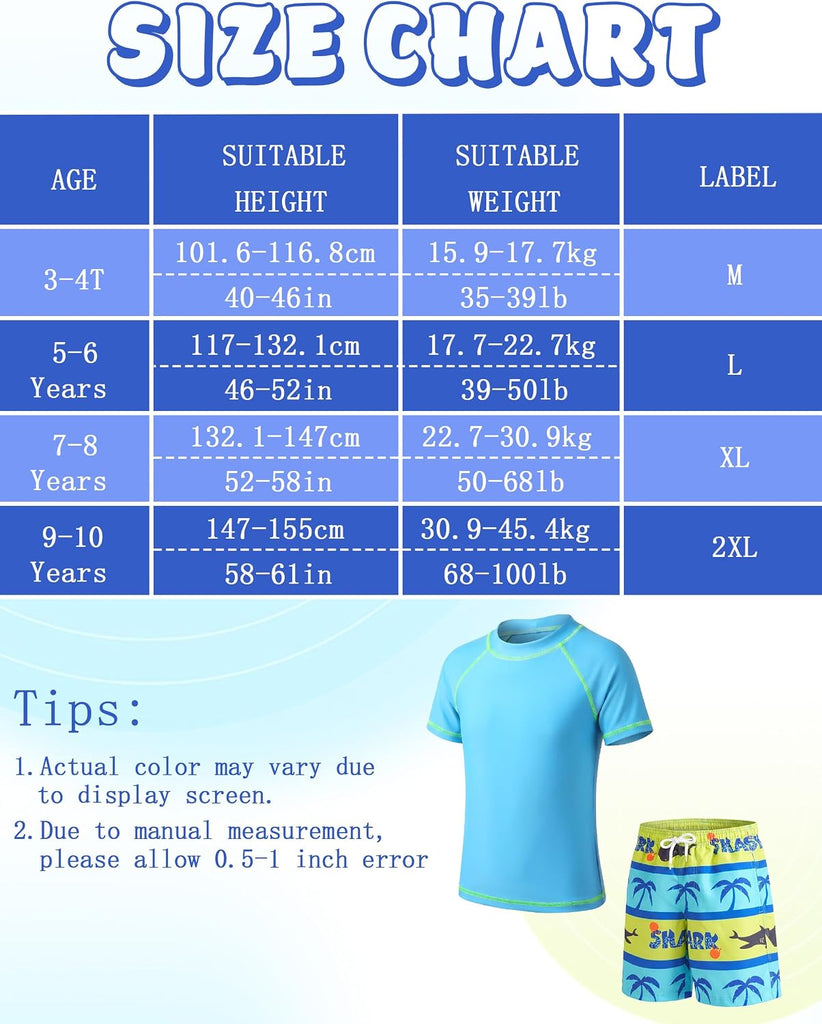 Boys Swim Set, 2 Piece Boys Swim Trunks & Shirts