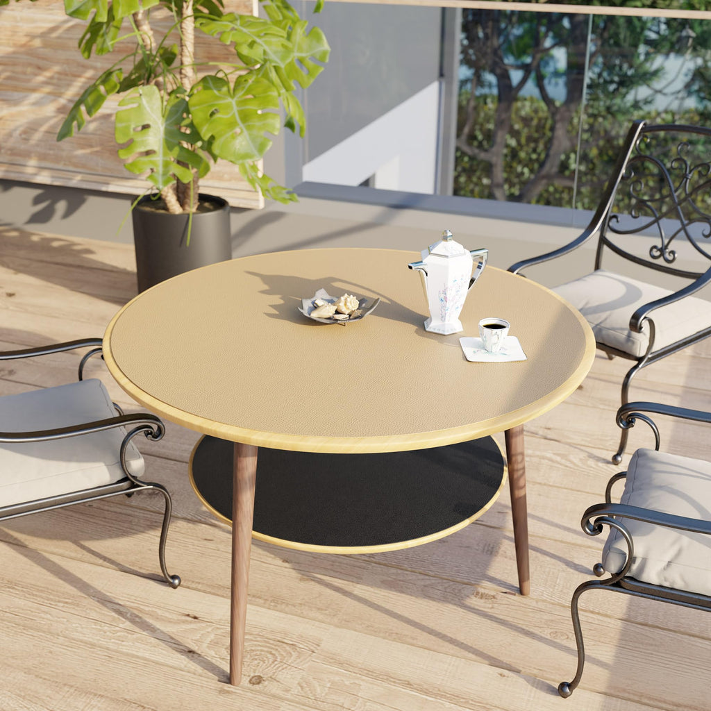 42 Inch Round Cork & Leather Table Pad Protector, Cuttable Size (36-42 Inch), Trimmable Dining Table Mat, Heat