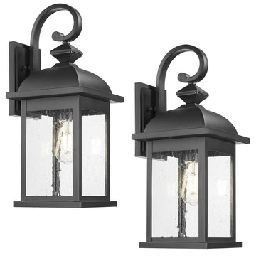 21" Outdoor Wall Light Fixture, 2 Pack Modern Outdoor Wall Sconce, Rust-Proof Waterproof Wall Light with Seeded