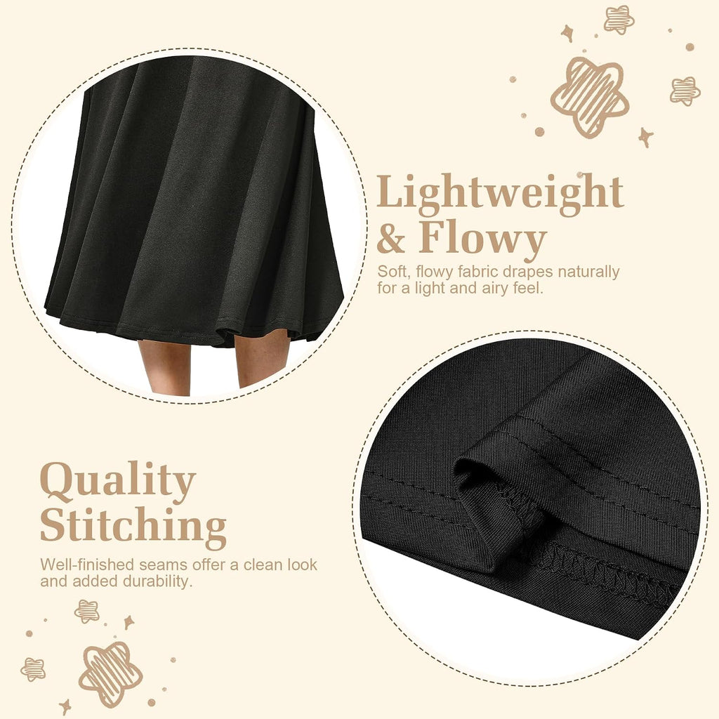 Maxi Skirts for Girls A-Line Flowy Swing Ankle Length Long Skirt with Elastic Waist Slinky Knit Casual School