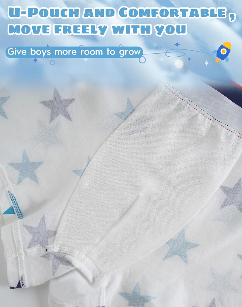 Boys Boxer Briefs Cotton Underwear Star Print Lightweight Mlutipacks