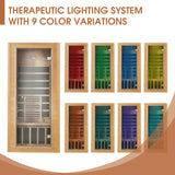Springspa Far Infrared Sauna, Low EMF 1 Person Sauna, Indoor Canadian Hemlock Wood Home Dry Saunas Room with 1400W