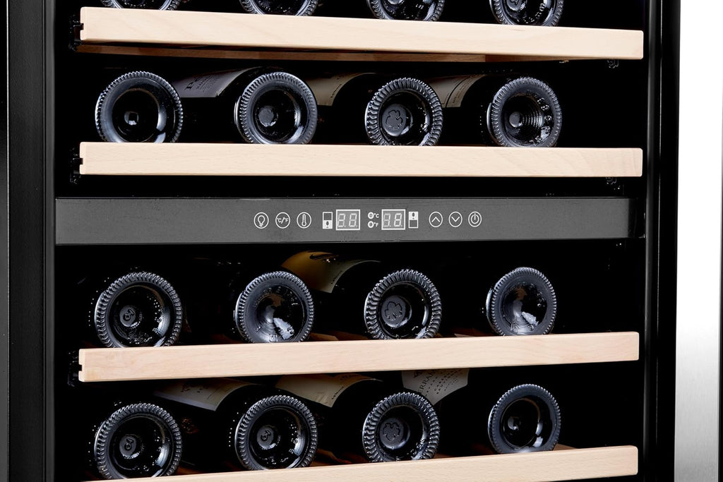 46 Bottle Dual Zone Compressor Wine Cooler Refrigerator, Large Freestanding Wine