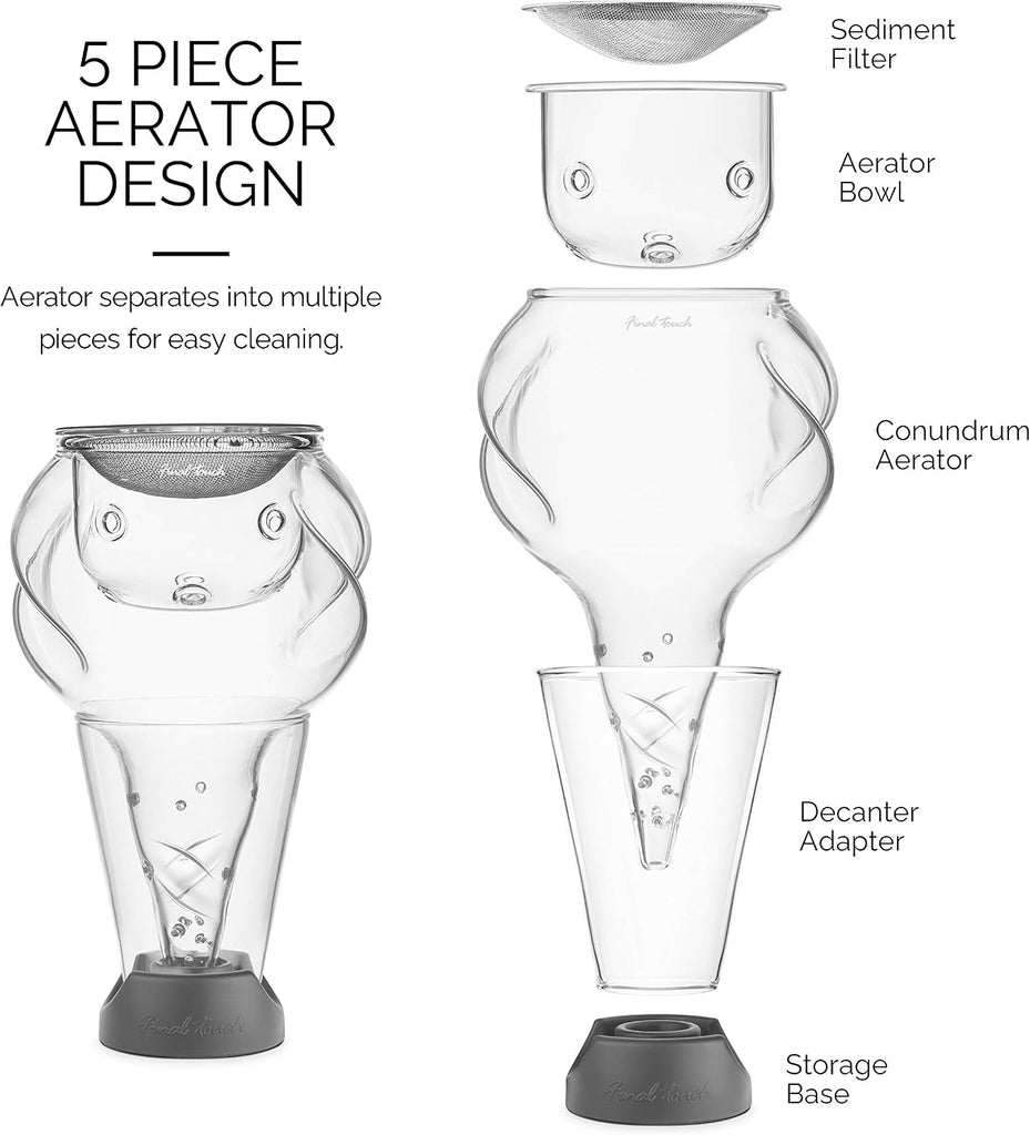 Conundrum 3-Phase Glass Wine Decanter Aerator & Filter
