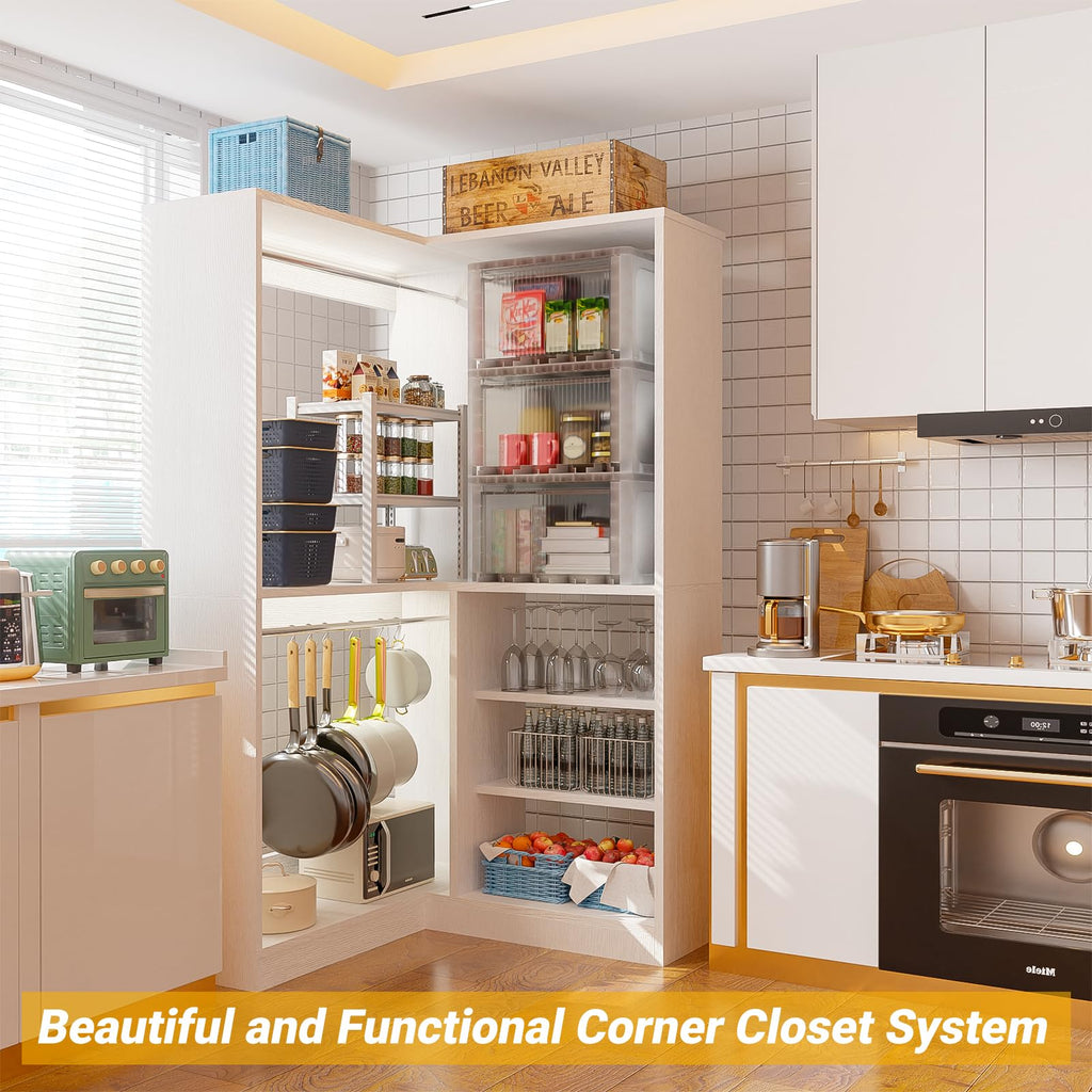 36" Corner Closet System with Shelves, L Shape Closet Organizer