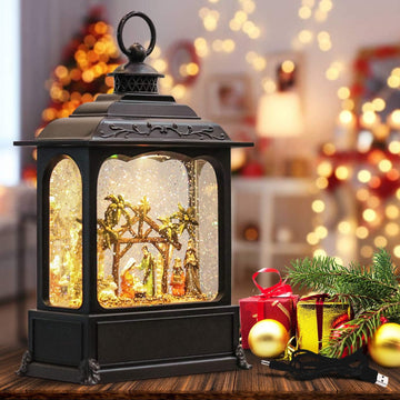 Christmas Musical Snow Globe Lantern with 6 Hour Timer