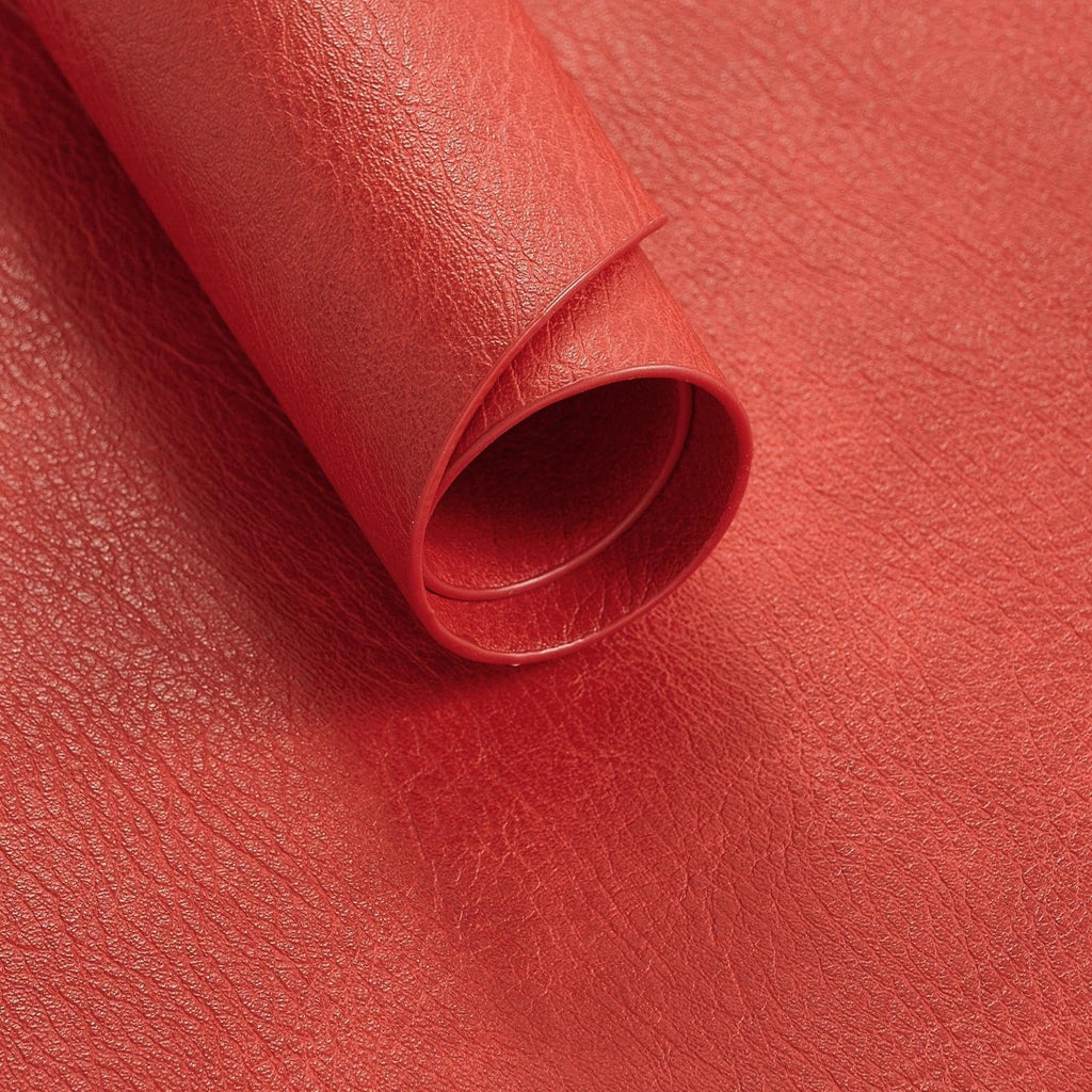 Vinyl Faux Leather Oval Placemats, Set of 6, Red
