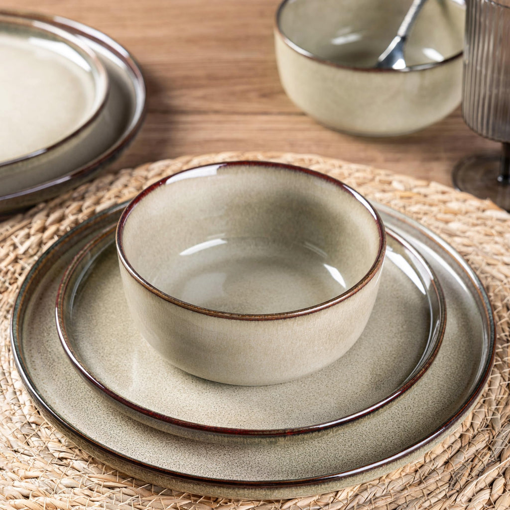 Dinnerware Sets for 6, 24 Pieces Ceramic Plates and Bowls Set
