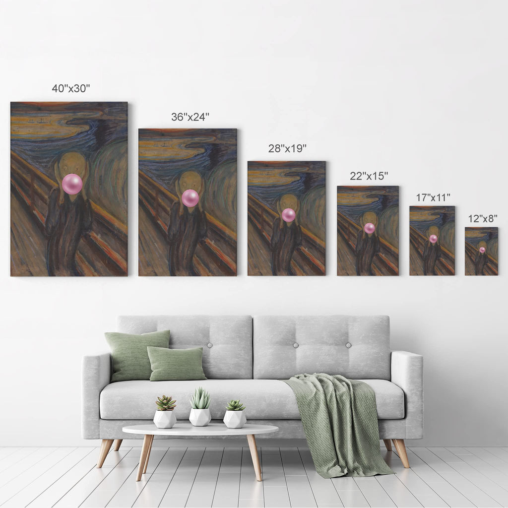 Edvard Munch's Masterpiece, The Scream Pink Bubble Gum Art CANVAS PRINT Modern Paintings Wall Art Classic Art Pop Art