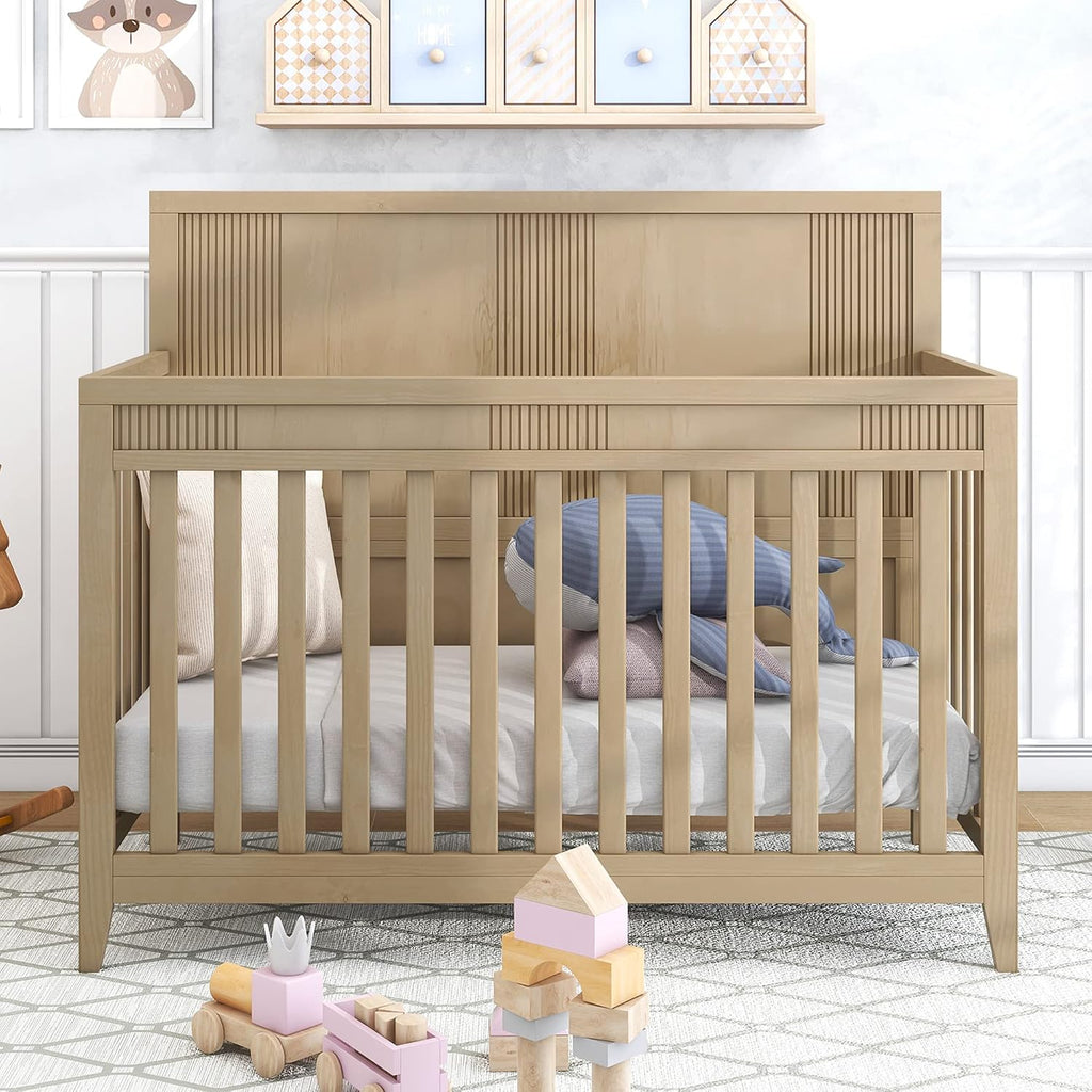 Safe Crib, Pine Solid Wood, Non Toxic Finish, Hazel Wood
