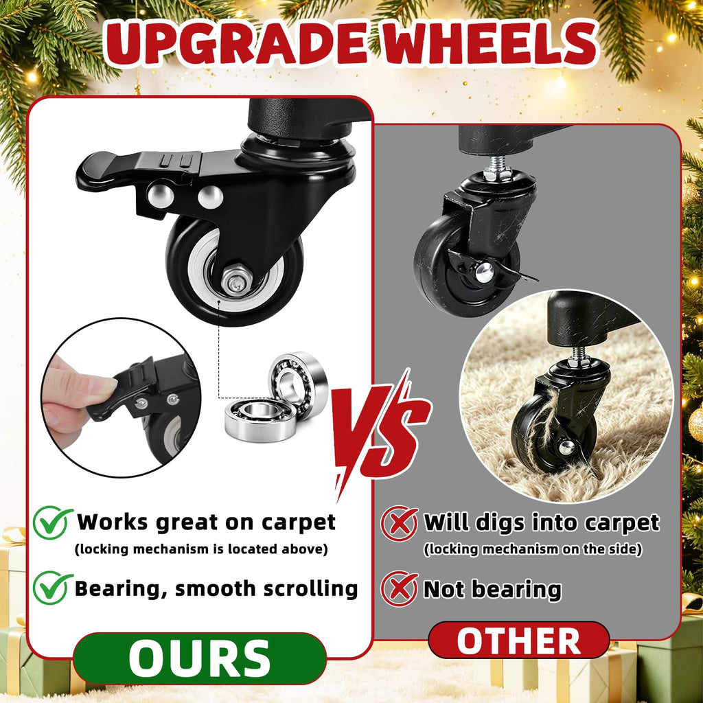 Rolling Christmas Tree Stand with Pull Pod for Up to 9Ft Artificial Tree