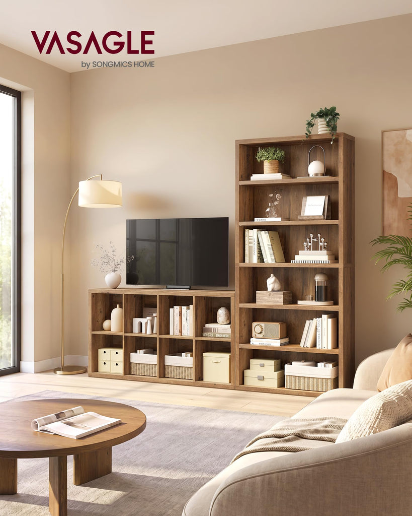 6-Tier Bookshelf, Minimalist Bookcase with Adjustable Shelves
