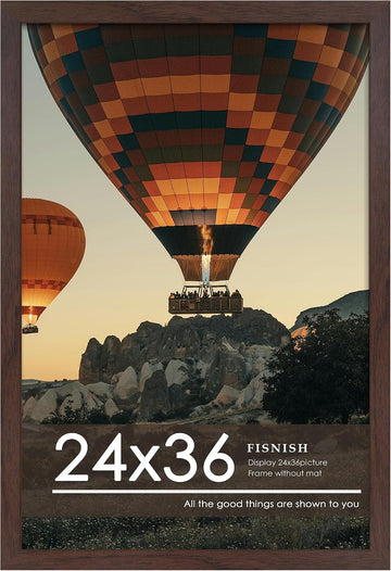 24x36 Poster Frame Walnut Woodgrain, with Plexiglass and Wall Mount | Poster Frames 24 x 36 inches or 24x36 Picture