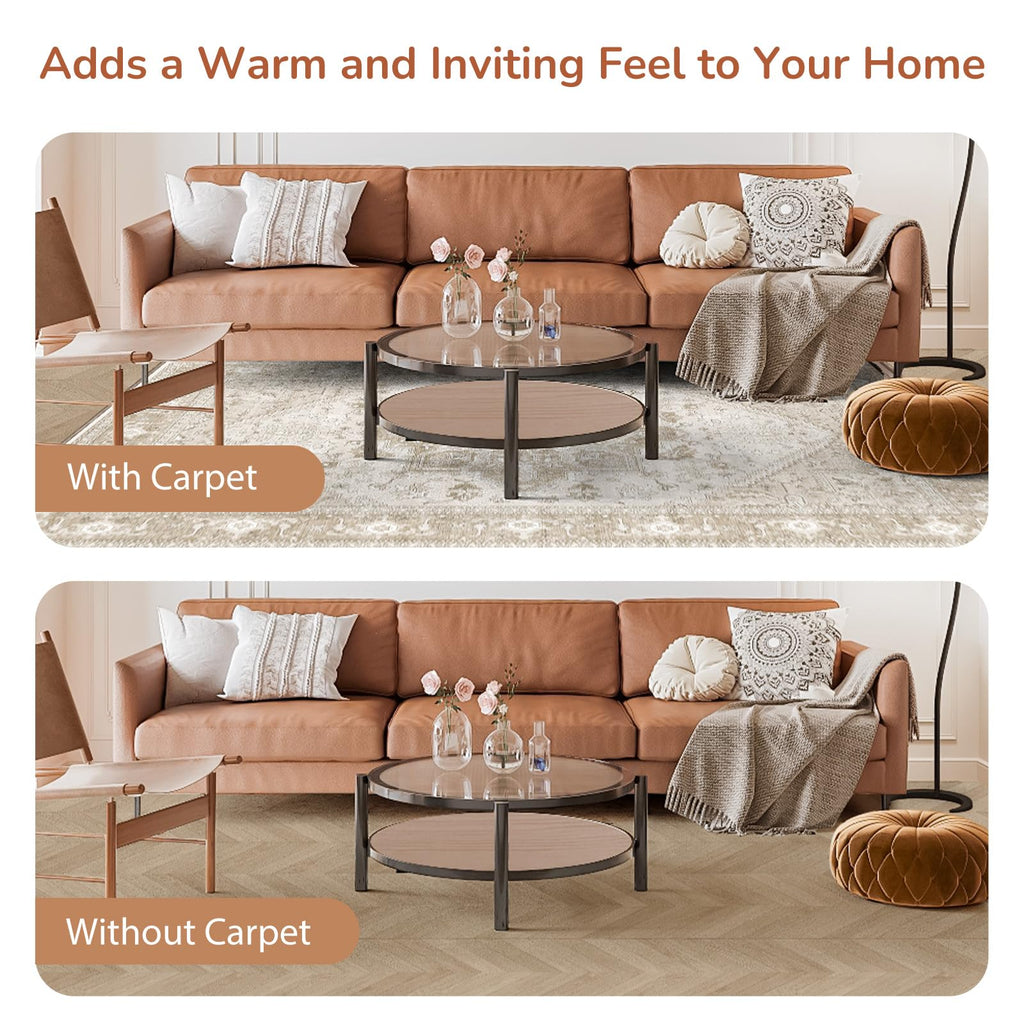 Soft Area Rugs 4', Persian-Inspired Washable Rug, Beige
