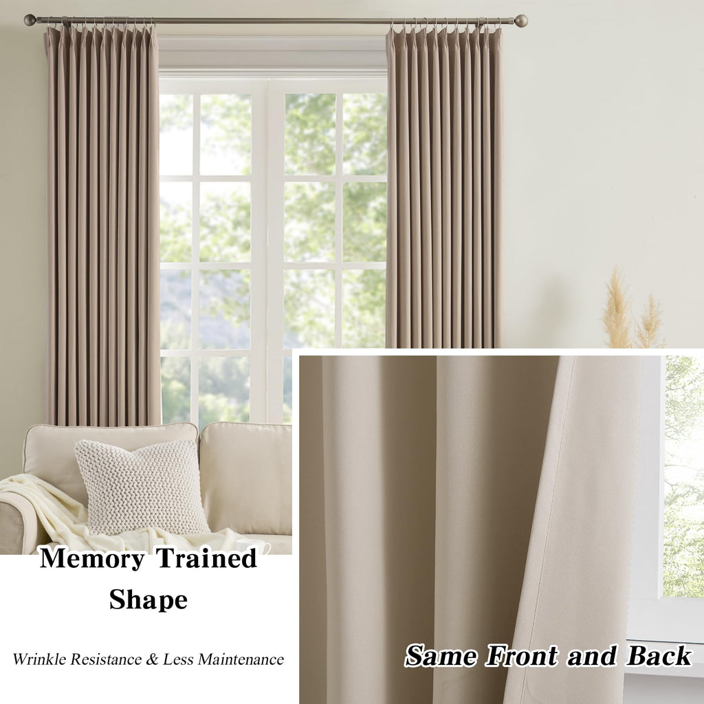 Pinch Pleated Patio Sliding Door Curtains 84 Inch Length, Blackout Room Divider Vertical Blinds Curtain Drapes Dining