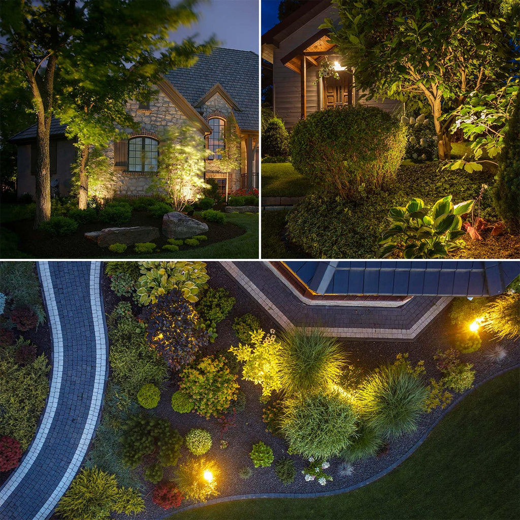 Outdoor Landscape Lighting, 10 Pack Low Voltage LED Spot Lights with Transformer, IP65 Waterproof, 2700K Warm White