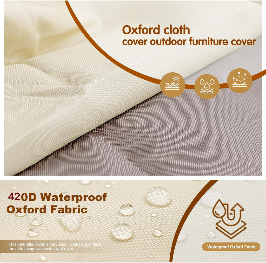 Patio Round Furniture Cover with Umbrella Hole Waterproof Outdoor Table Chair Cover for Garden Lawn Furniture Set &