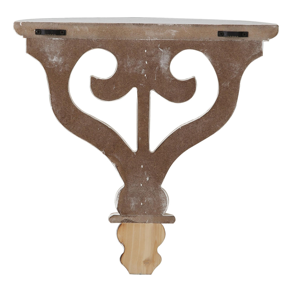 Rustic Vintage Wall Shelf - Scroll Wooden Floating Shelves, 12" Wide
