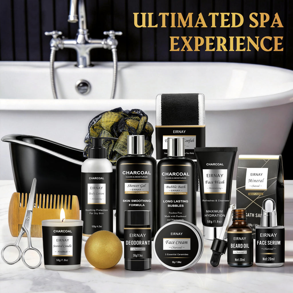 Spa Gifts for Men, Charcoal Bath and Beard Grooming Kit