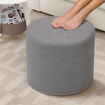 Grey Boucle Ottoman - Soft Foam