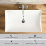 25"x15" Rectangular Bathroom Sink,White Vessel Sink Above Counter Porcelain Ceramic Vessel Sinks for Bathrooms