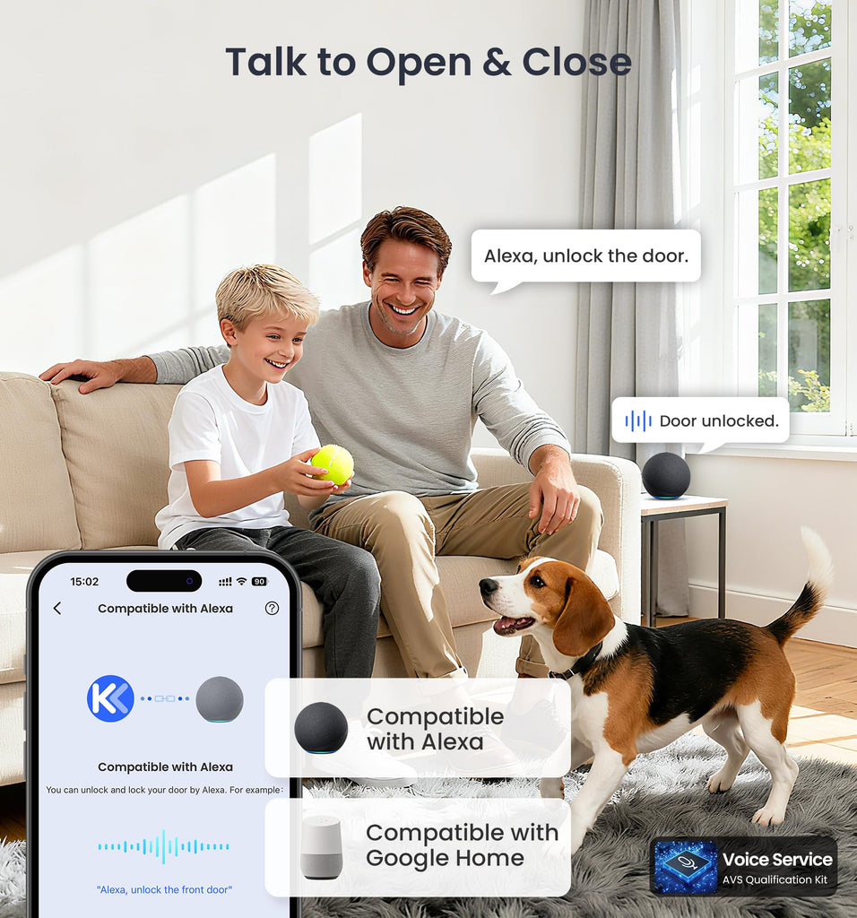 VE027-K WiFi Smart Deadbolt Locks with 2 Knobs Set, Matte Black