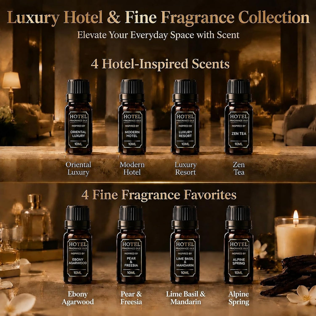Hotel Diffuser Oil, Premium Fragrance Oil Collection Gift Set, 8 Pack - Set of 8