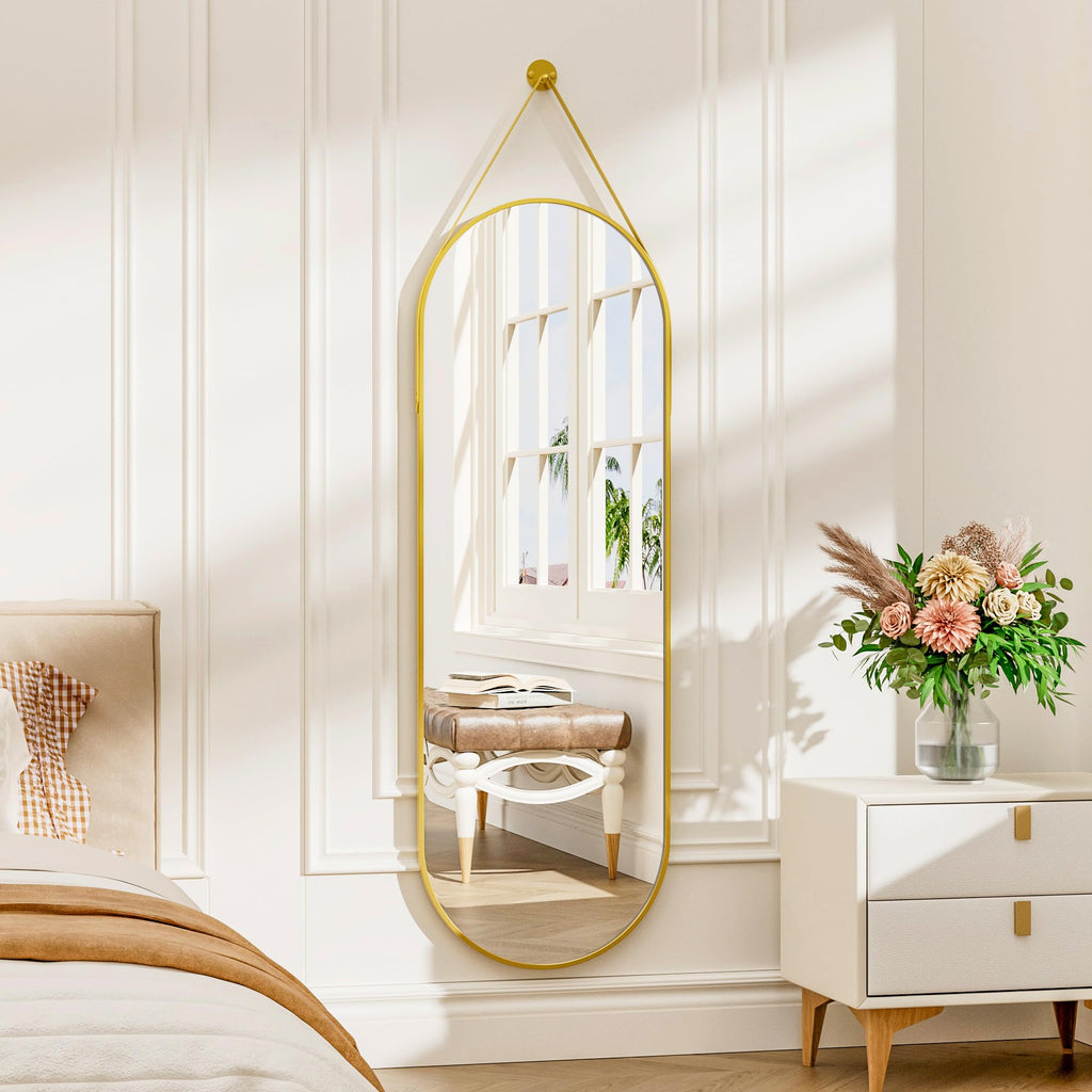 Wall Mounted, 48"x16"Full Length Oval Body, Gold