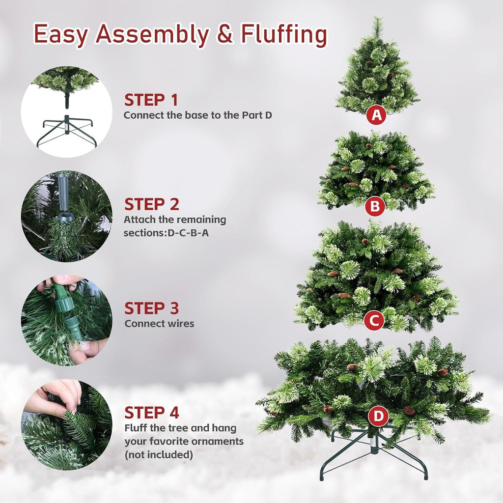 Pre-Lit Carolina Pine Christmas Tree, 820 Warm White Lights