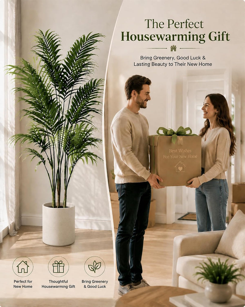 6FT Fake Palm Tree, Tall Artificial Floor Plants with Lifelike Leaves