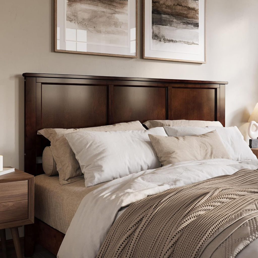 Charlotte King Solid Wood Low Profile Platform Bed, Walnut