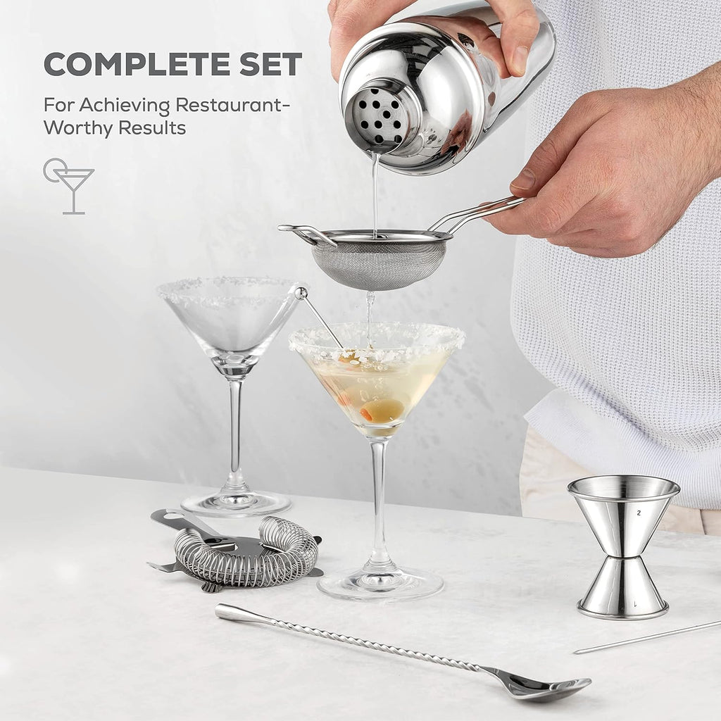 Stainless Steel Cocktail Shaker Set, 10-Piece Bartender Kit - Set of 14