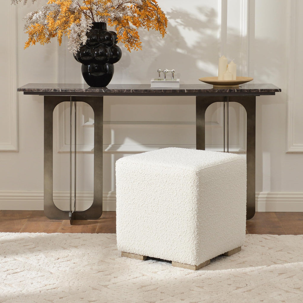 18.5" Wide Modern Square Boucle Ottoman