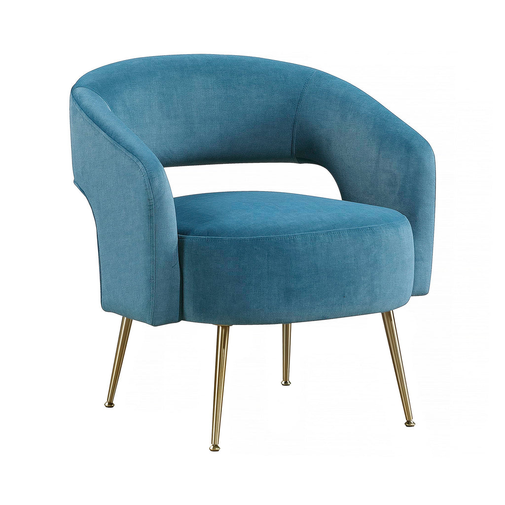 Mid-Century Modern Velvet Accent Chair with Open Back, Dark Teal