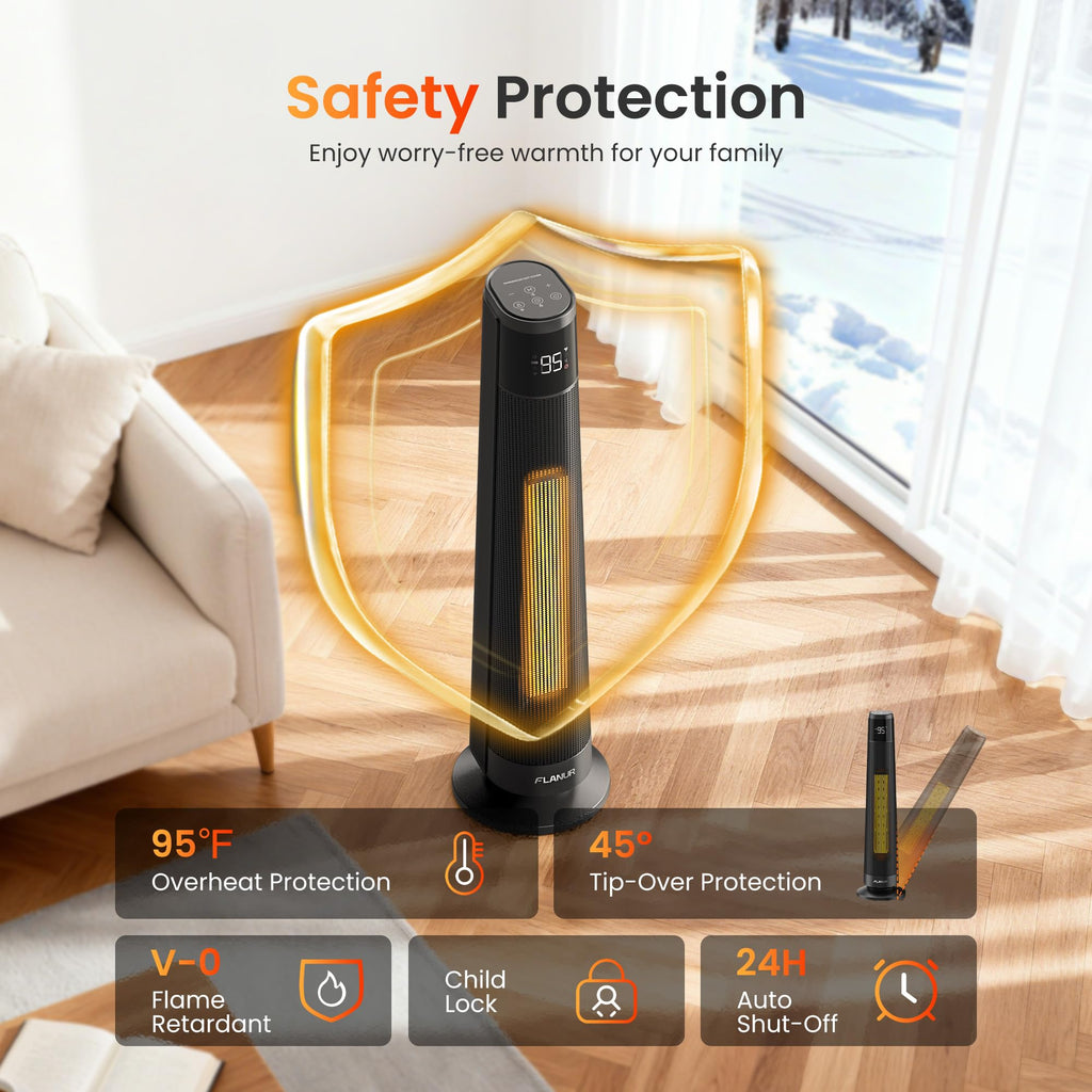 1500W PTC Ceramic Smart Space Heaters for Indoor Use, Portable Heater with Remote & App Control for Large Room