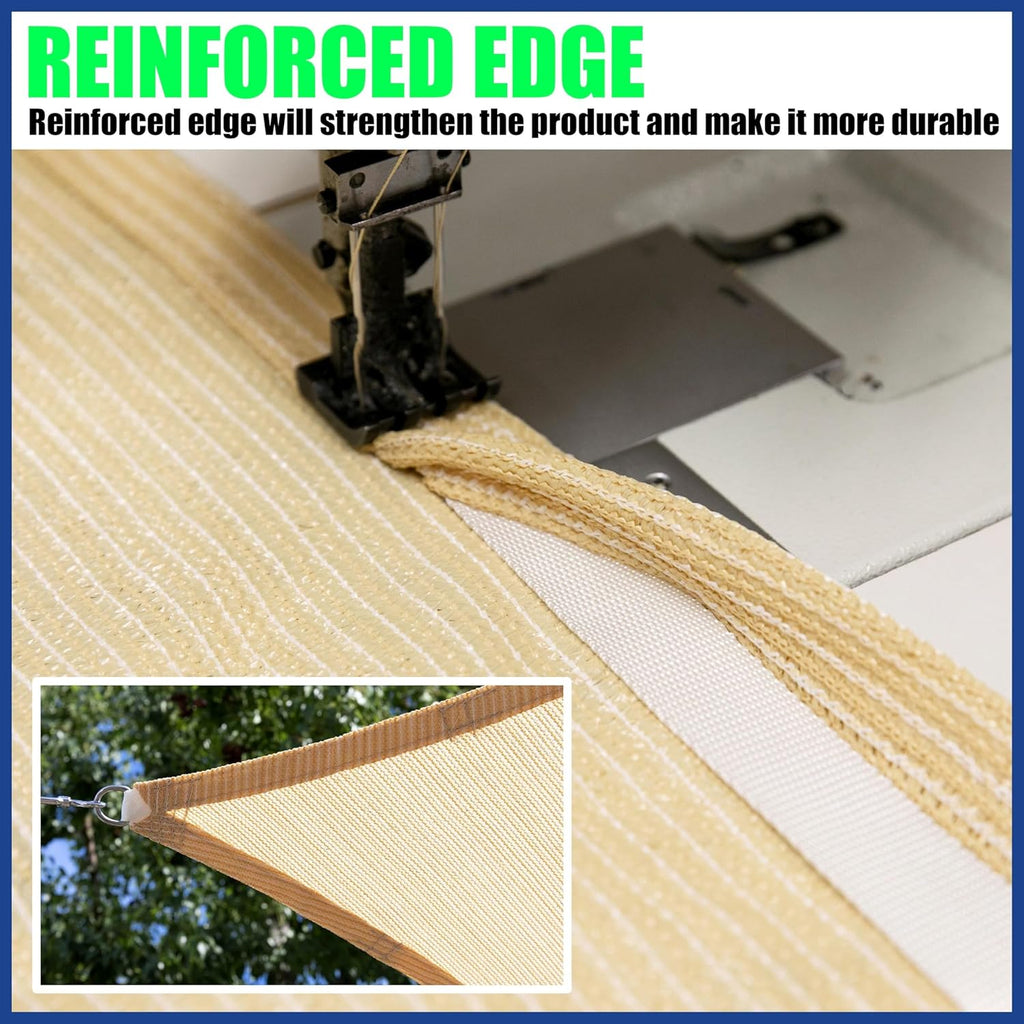 12' x 20' Beige Sun Shade Sail UPF50 Rectangle Canopy Fabric Cloth Screen smTAPR1220, Water and Air Permeable & UV
