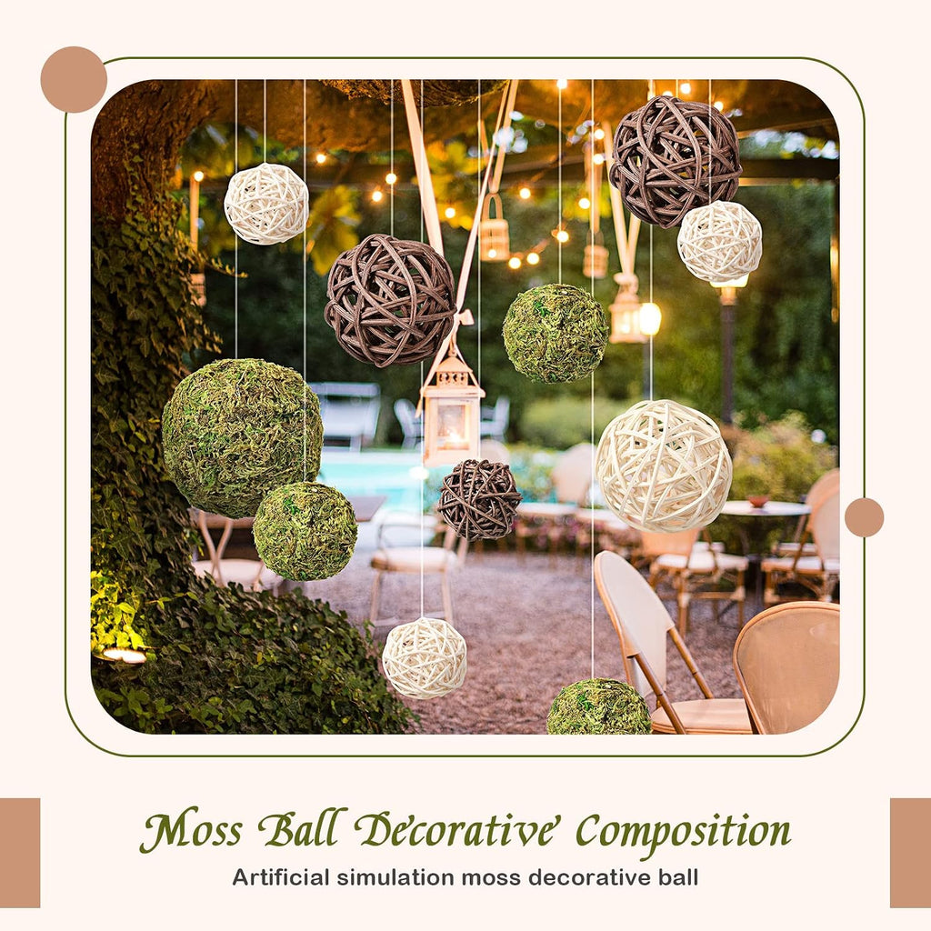 Moss Wicker Decorative Balls for Centerpiece, Regular Size - Set of 18