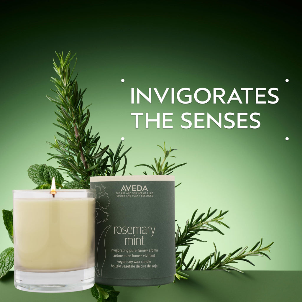 Rosemary Mint Vegan Soy Wax Candle | Invigorating Aroma of Certified Organic Peppermint, Spearmint, Rosemary | 100%