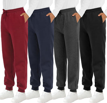 4 Pack Boys Fleece Sweatpants Kids Athletic Jogger Pants