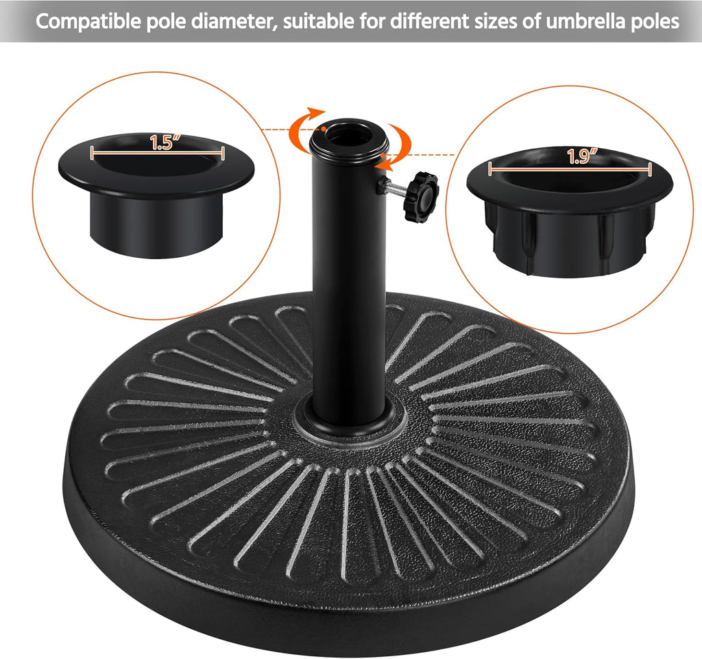 18'' 26.5lbs Outdoor Patio Umbrella Base Round Heavy Duty Umbrella Stand Pool & Garden, Black