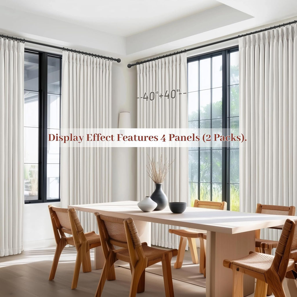Pleat Viral Linen 90 Inch Blackout Curtains, Pinch Pleated Soundproof Privacy Farmhouse Window Drapes Decor with