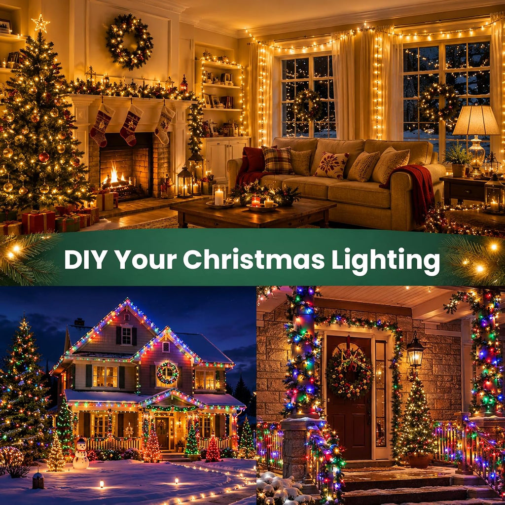 100FT C9 Light Strand, Christmas Stringer with 100 Sockets(E17/C9) for Outdoor String Lights, Connectable Christmas
